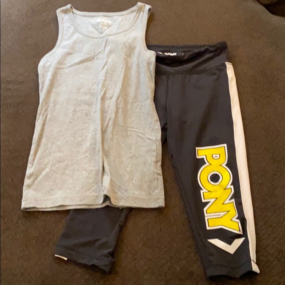 Kids hooded top/tank top/leggings bundle M(7/8)